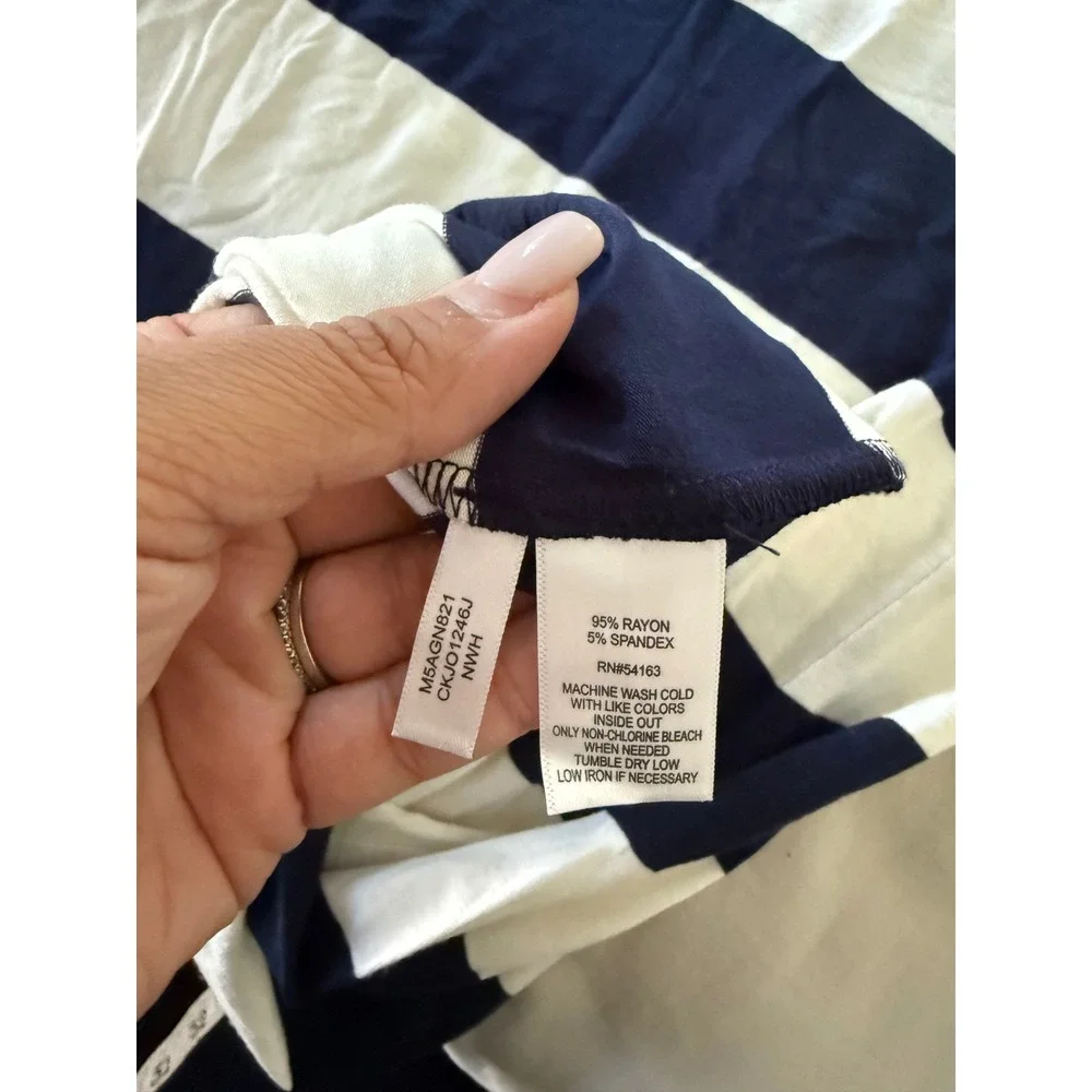 Lauren Ralph Lauren Navy White Stripe Fold Over Maxi Skirt Womens Medium